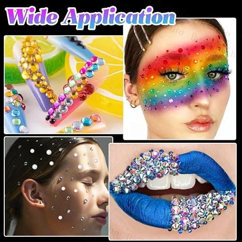 14000Pcs Colorful Flatback Rhinestones and Pearls for Bedazzling Kit, 2-6mm Resin Gems Bedazzling Rhinestone, 4-10mm Flatback Pearls Gems Rhinestones for Crafting DIY Face Makeup thumbnail 7