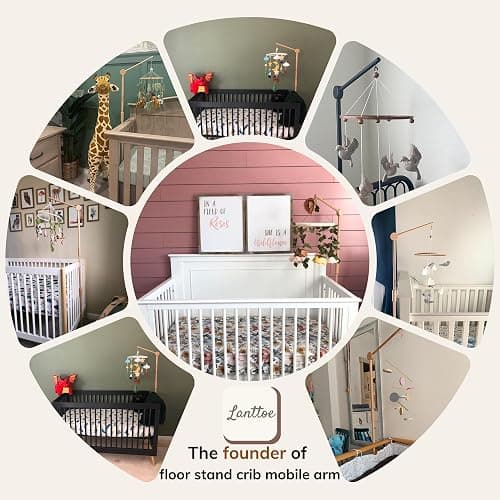 Lanttoe Crib Mobile Arm Wooden Floorstanding - 61 Inches Mobile Arm for Crib|Movable Baby Mobile Hanger|Strong Anti-Dumping Attachment|100% Natural EU Beech Wood|Thicker Wooden Pole|Boho Nursery Decor thumbnail 5
