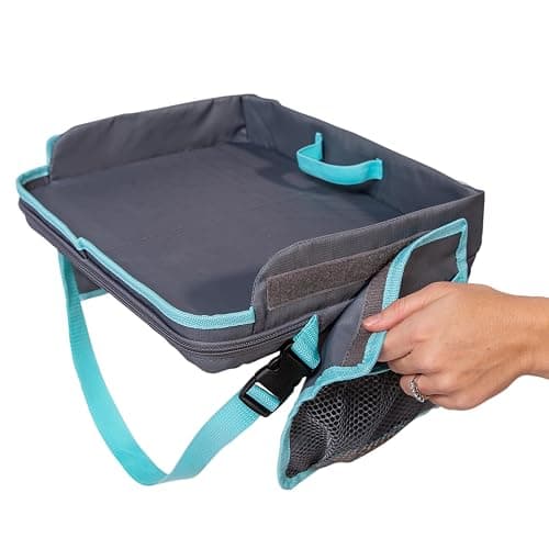 J.L. Childress 3-IN-1 Kids Travel Tray & Tablet Holder - Car Seat Lap Tray Desk for Toddlers, Road Trip Essentials, Car Seat Activity Table, Travel Accessories - Grey/Teal thumbnail 13