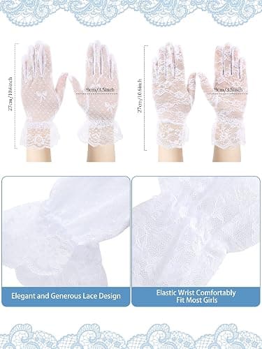 Bencailor Ladies Lace Gloves Elegant Short Gloves Mesh Tea Party Mittens for Women 50s Tea Party Wedding Costume thumbnail 3