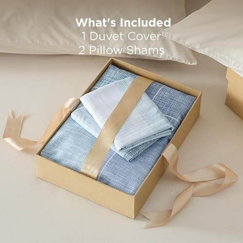 Bedsure Duvet Cover Queen Size - Gingham Reversible Buffalo Plaid Duvet Cover Set with Zipper Closure, 3 Pieces Blue Bedding Set with 8 Corner Ties and 2 Pillow Shams 20"x26" thumbnail 6