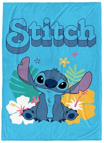 Jay Franco Kids Plush Throw Blanket – Soft & Cozy Fleece Throw for Bedroom & Couch Décor, Official Licensed Product, Blue - Stitch, 60x90 - Large Blanket - Image 1
