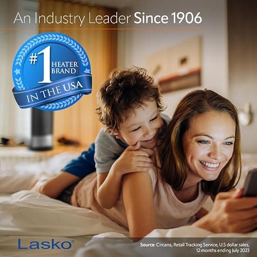Lasko Oscillating Digital Ceramic Tower Heater for Home with Adjustable Thermostat, Timer and Remote Control, 23 Inches, 1500W, Silver, 755320, 8.5″L x 7.25″W x 23″H, Silver thumbnail 3