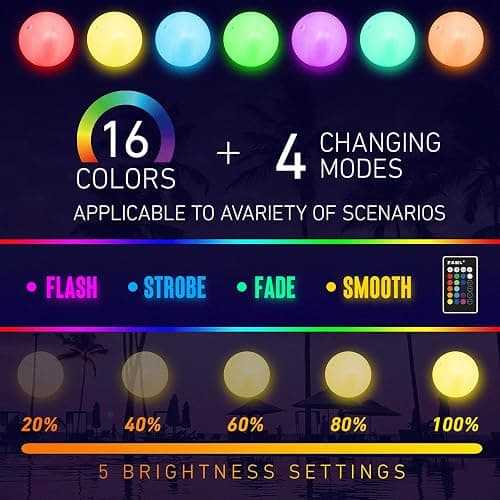 Pool Toys - LED Beach Ball with Remote Control - 16 Colors Lights and 4 Light Modes, 100ft Control Distance - Outdoor Beach Party Games for Kids Adults, Pool Patio Garden Decorations (1PCS). thumbnail 3