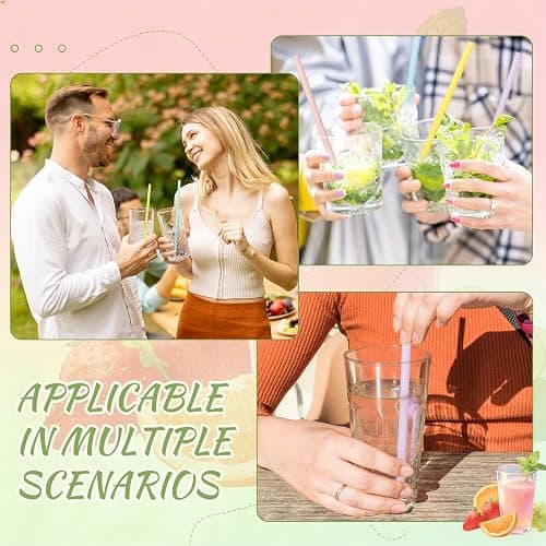 Honeydak 60 Pcs Pastel Reusable Straws 9 Inch Hard Plastic Colorful Drinking Straws for Smoothies Boba Beverage Cocktail Home Restaurant Birthday Summer Party Decoration thumbnail 6