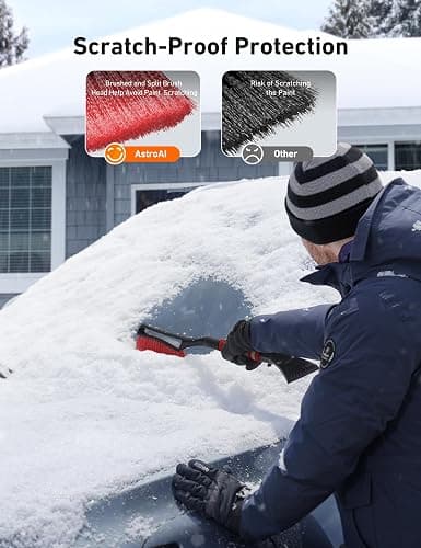 AstroAI 27" Snow Brush and Ice Scrapers for Car Windshield, Detachable Snow Scrapers with Ergonomic Foam Grip for Cars, Trucks, SUVs (Heavy Duty ABS, PVC Brush, Red) thumbnail 4