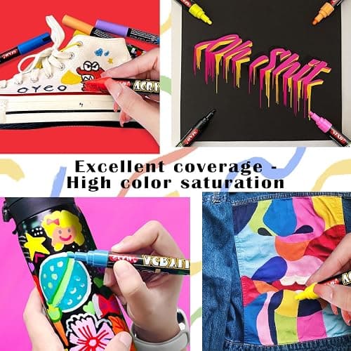 SFAIH Acrylic Creative Markers - 3mm Replaceable Nibs 24 Colors, Large Ink Capacity, Ultra-High Coverage, Non-Bleeding Water-Based Ink, Drawing Markers for Art Supplies, Wood, Fabric, Rock Painting thumbnail 5