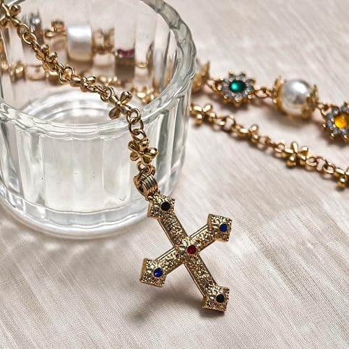 UDPP Punk Wallet Chain with Rhinestone Flower & Pearl, Layered Pants Chains Key Chain Pocket Chains Gifts for Women Men thumbnail 8