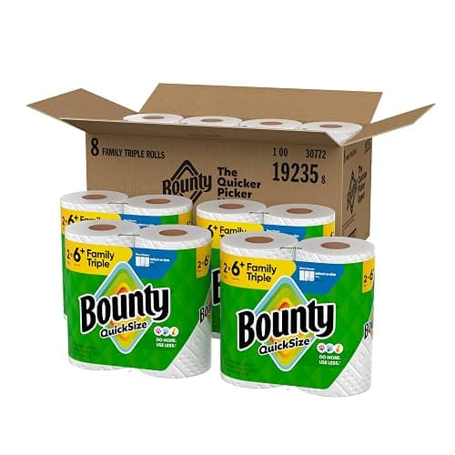 Bounty Quick-Size Paper Towels, White, 8 Family Triple Rolls = 27 Regular Rolls thumbnail 10