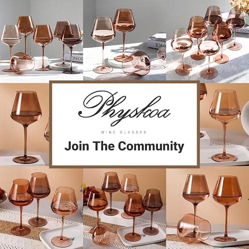 Physkoa Venus Wine Glasses Set of 6-18oz Hand Blown Amber Wine Glass with Stem, Unique Melanin Colored Wine Glasses, Mocha Mousse-Inspired Colors Glassware for Home Decor & Gifts thumbnail 7