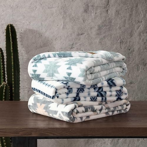 Wrangler - Blanket, Super Soft Sherpa Bedding, Yellowstone Inspired Throw Blanket for Couch or Bed (Canyon Ikat Blue, 50" x 60") thumbnail 5