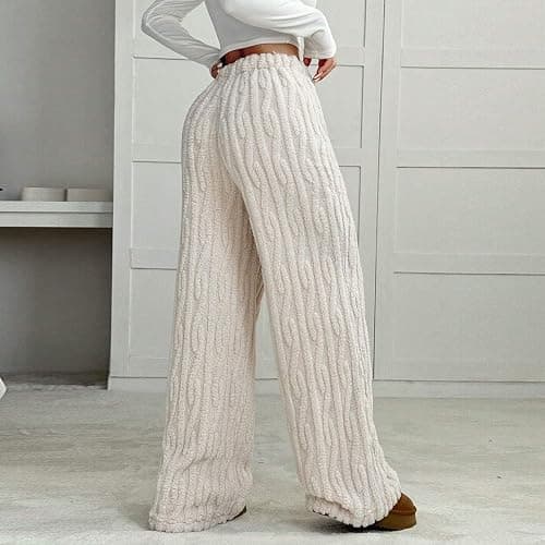 Sherpa Pajama Pants Women Soft Drawstring Elastic Wasit Fluffy Pj Pants Comfy Lounge Fleece Lined Sleepwear Bottoms thumbnail 3