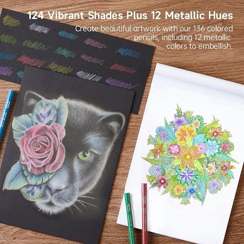 Shuttle Art 136 Coloured Pencils, Soft Core Colouring Pencils Set for Adult Colouring Books, Doodling, Sketching, Drawing, Art Supplies thumbnail 5