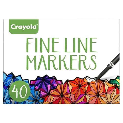 Crayola Fine Line Markers for Adults (40ct), Skinny Marker Set for Adult Coloring Books, Stocking Stuffer for Teens, Aesthetic Art Supplies, Stress Relief Activity - Image 1