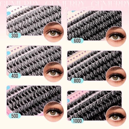 GEMERRY 565Pcs Lash Clusters D Curl Volume Eyelashes Clusters Extensions with Thin Band for DIY at home (30D+40D+50D+60D+80D+100D, 8-16mm) thumbnail 3