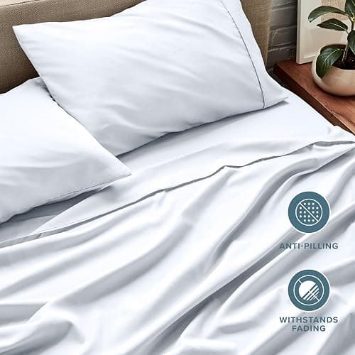 Bare Home Split Queen Sheet Set - 1800 Ultra-Soft Microfiber Bed Sheets - Double Brushed - Deep Pockets - Easy Fit - 5 Piece Set - Bedding Sheets & Pillowcases (Split Queen, White) thumbnail 8