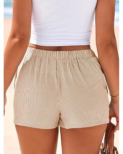 BTFBM Striped Boxer Shorts for Women 2025 Summer Y2k Vacation Beach Bottoms Lounge Sleep Pj Pajama Shorts Spring Clothes thumbnail 3