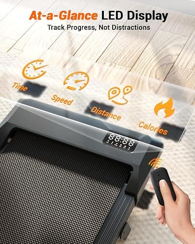 DeerRun Walking Pad, Under Desk Treadmill with Incline for Home Office 2.5HP Portable Walking Treadmill with 300 Lbs Weight Capacity Walking Machine, Remote Control, LED Display thumbnail 6