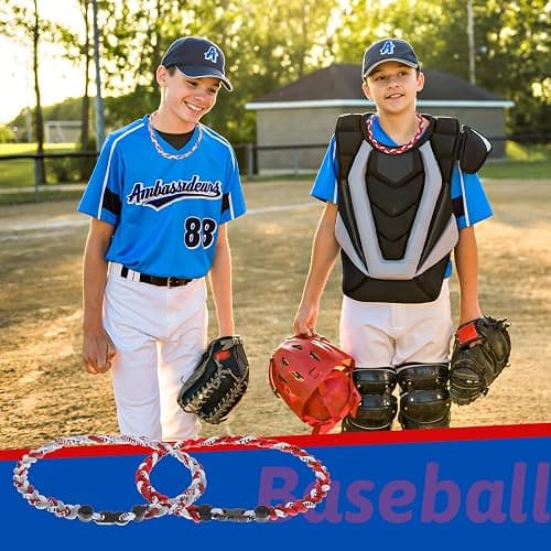 Junkin Baseball Necklaces Three Braided Rope Titanium Necklace for Team Gifts Boys Men Player Softball Fans Sports thumbnail 6