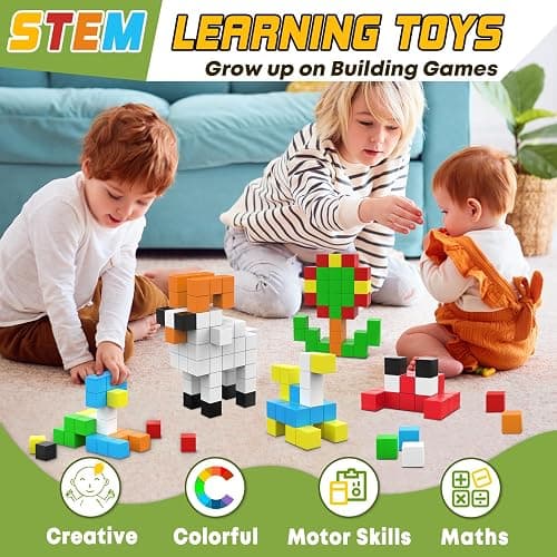 48PCS Magnetic Blocks for Toddlers Toys, Large Magnetic Cube Toy for Sensory STEM Education Preschool Magnet Toys for 3 4 5 6 Year Old Boys and Girls, Compatile with Mine Magnet World thumbnail 5