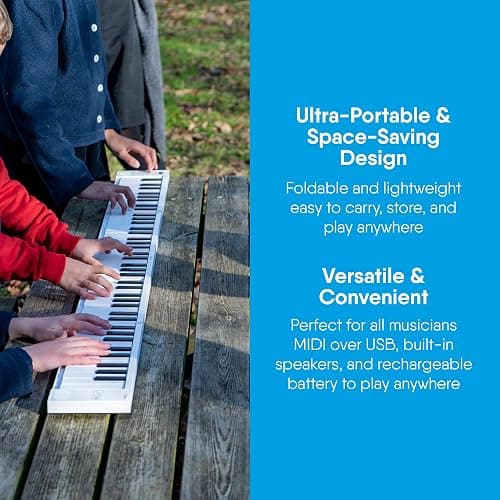 Blackstar Carry-on White 88 Keys USB MIDI Controller for Portable Folding Digital Piano with Rechargeable Battery thumbnail 6
