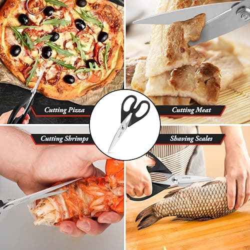 iBayam All Purpose Kitchen Scissors, Kitchen Shears with Protective Sheath Durable Stainless Steel Sharp Scissors, Dishwasher Safe, Soft Grip Handle for Cooking Food Herb Pizza Salad Seafood, 8.5 Inch thumbnail 7