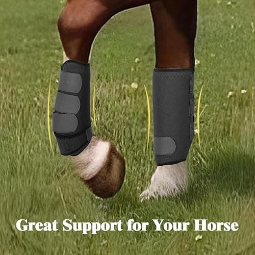 AccompMe Horse Boots Splint Boots for Horses Set of 4 Protective Boots Lower Limb Brushing Horse Boots Reusable Front Hind Leg Protection Gear (Black, Medium) thumbnail 4