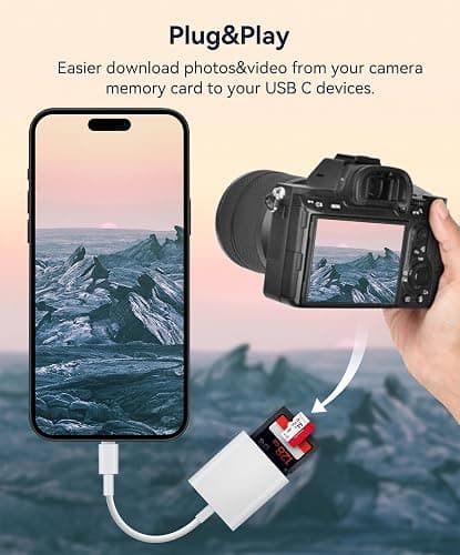 USB C SD Card Reader, WNXSLOAD SD Card Adapter with SD MicroSD Dual Slots for iPhone 15 16 iPad Mac MacBook Laptop, USB-C/TypeC High-Speed Trail Camera Memory Card Reader, Plug & Play - 2 Slots thumbnail 3