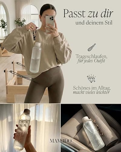 MAMEIDO Trinkflasche Kohlensäure geeignet aus Tritan 1,5 l Urban Taupe | auslaufsicher, BPA-frei mit abnehmbarer Trageschlaufe – Wasserflasche für Sport, Schule & Büro thumbnail 6