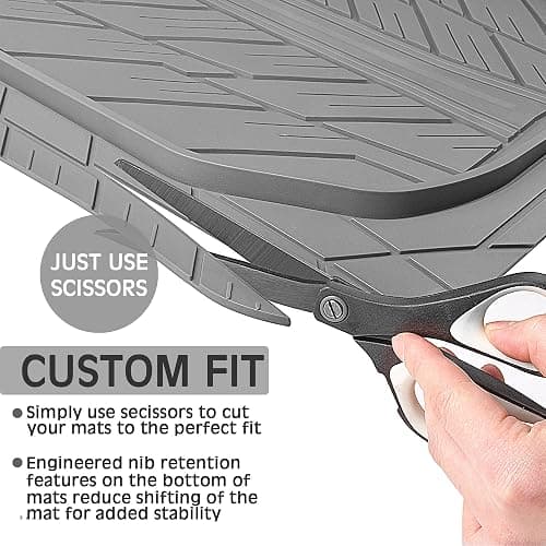 CAR PASS Deep Dish Rubber Floor Mats for Cars Full Set,Heavy Duty Car Mats,Universal Waterproof Trim-to Fit Automotive Floor Mats for Truck Van SUV, Durable All-Weather Car Mats 3-Piece (Light Gray) thumbnail 8