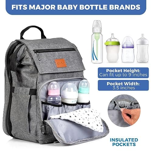 PILLANI Baby Diaper Bag Backpack - Large Bag for Boys & Girls, Waterproof Diaper Backpack - Baby Shower Gifts & Registry Must Haves - Travel Diaper Bags w/ Changing Pad - Stuff for Newborn Essentials thumbnail 4