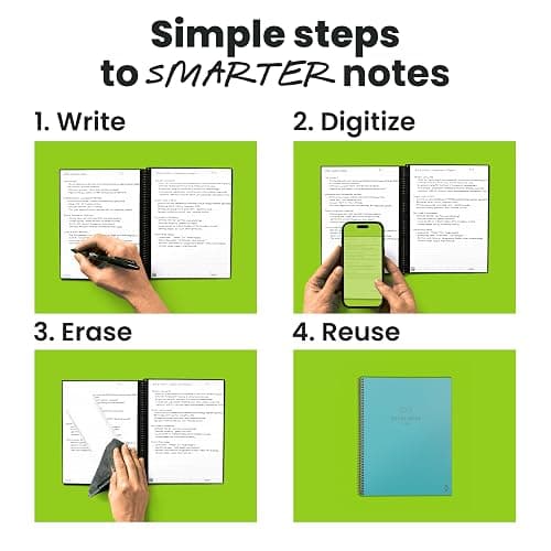 Rocketbook Core Reusable Smart Notebook, Letter Size 8.5x11, Teal | Lined Pages For School Work and Creative Projects, Includes Pen and Towel thumbnail 2