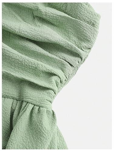 SHENHE Girl's Smocked Ruched A Line Swing Dress Layered Tie Shoulder Flowy Cami Short Dress thumbnail 4