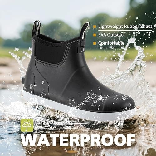 CKWLXQY Women's Deck Boots, Waterproof Ankle Rain Boots with Anti-Slip Traction, Rubber Garden & Fishing Boots for Boating, Camping, Farming & Outdoor Work thumbnail 4
