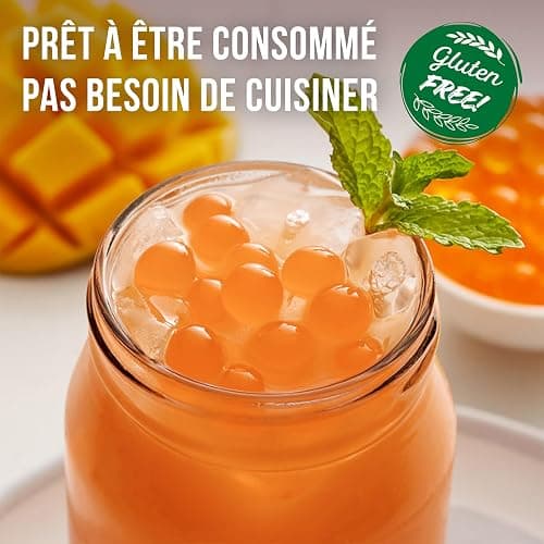 INSPIRE FOOD Bubble Tea Perles 4 paquets Fraise, Mangue, Pomme Verte, Myrtille | Bubble tea, perle de tapioca pour bubble tea | 100% vegan et sans gluten, sans colorant artificiel, 100g chacun thumbnail 5