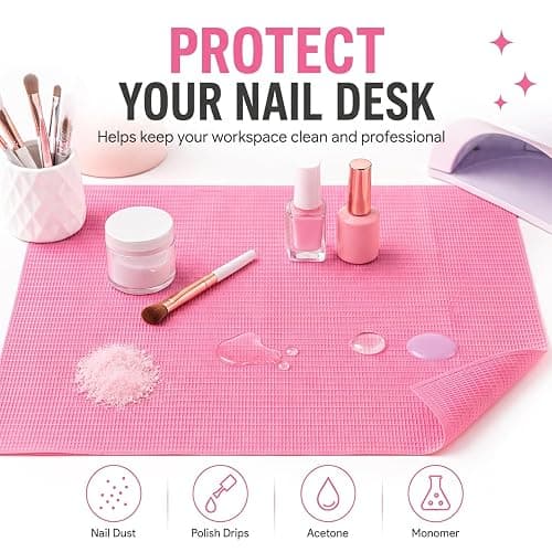 Makartt 50 Pcs Pink Disposable Nail Mats, 18"x13" Waterproof | 3-Ply Absorbent Nail Mat with PE backing, Foldable for Easy Storage, Ideal for Salon, Tattoo, and Home DIY Manicure thumbnail 7