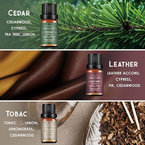 Men's Essential Oils Set for Diffusers for Home - 6x10ML Fragrance Oil with Leather, Sandalwood, Coffee, Cedarwood, Cinnamon & Amber Accord | Aromatherapy Oils for Candle Making, Soap & Gifts thumbnail 2