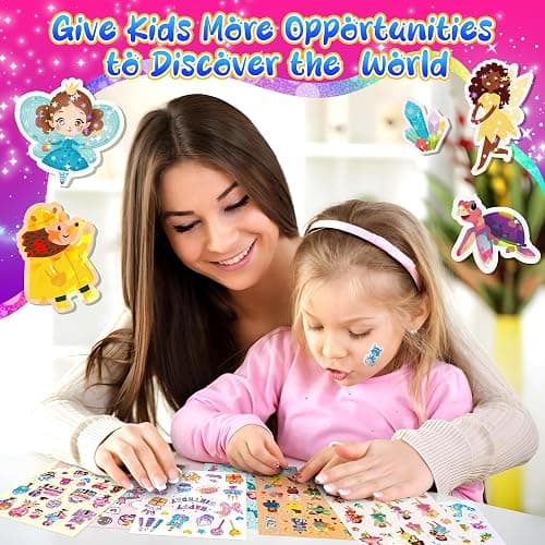 1000+ Holographic Stickers for Kids - 45 Different Sheets of 3 Themes Craft, Animal, Fairy Tale and Birthday Party, Kids Stickers for School Class Gift Wrap Decoration, Gift for Toddlers Boys and Girl thumbnail 7