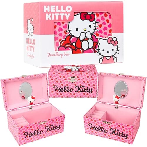 Hello Kitty Sanrio Musical Jewelry Box for Girls Teens Women Kawaii Wind Up Music Box Jewelry Organizer Ring Holder Gifts for Women (Pink - Image 1