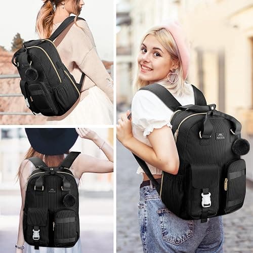 MATEIN Cute Laptop Backpack for Women, 15.6 Inch Corduroy Computer College Backpack with USB Charging Port, TSA Lightweight Aesthetic Back Pack Travel Laptop Daypack for Work Nurse Teacher Gift, Black thumbnail 7