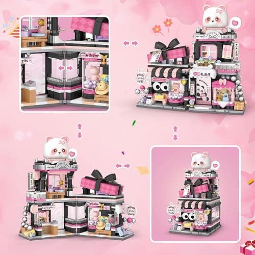 Street View Gift Shop Mini Building Blocks, MOC Creative Building Toys Cute Panda Animals Building Set for Girls 6-12, Simulation Architecture Construction Toy, Gift Idea for Kids Adults (938 PCS) thumbnail 4