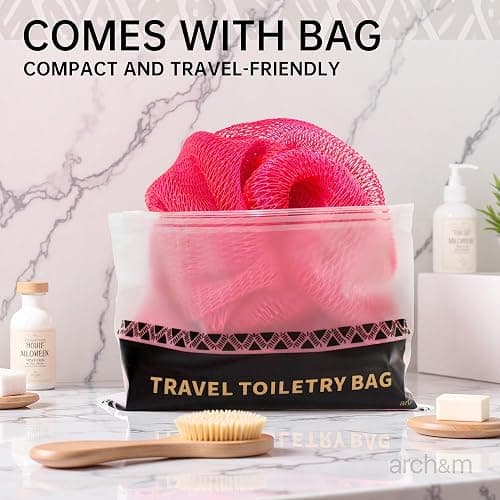 ARCH&M African Net Sponge Authentic 2 Pack - 53" Extra-Long Body Scrubber for Women and Men Daily Use Body Care, Shower Loofah Exfoliating Bath Sponge, Travel Portable Bath Accessories Gifts thumbnail 6
