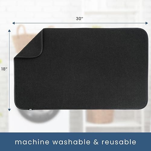 S&T INC. Dish Drying Mat Jumbo, 18” x 30”, Absorbent Microfiber Kitchen Counter Mat, Dish Drying Pad for Dishes, Utensils, Pots and Pans, Jumbo, Black thumbnail 3