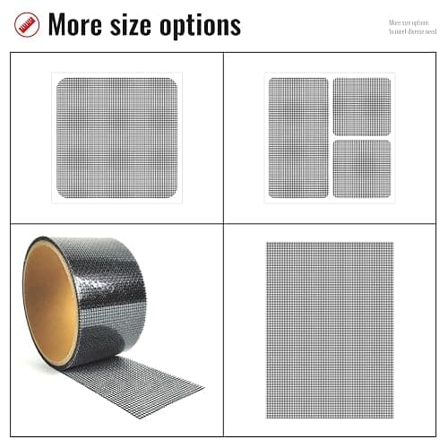 Matenf Window Screen Repair Patch, 10 Patches, 4"x 4"(10cm x 10cm), Black, 3-Layer Strong Adhesive Window Screen Mesh Tape, Repair Kit for Window and Door Screen Tears Holes thumbnail 6