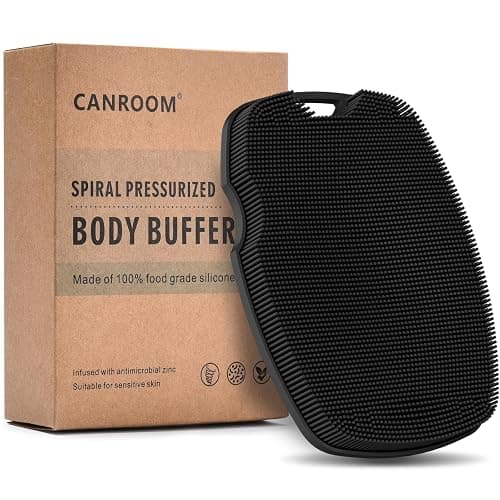 Canroom Silicone Body Scrubber - Anti Zinc Infused-Highly Elastic Bristles Exfoliating Body Scrubber for Shower Body,Cellulite Reduction,Blood Circulation- Black - Image 1