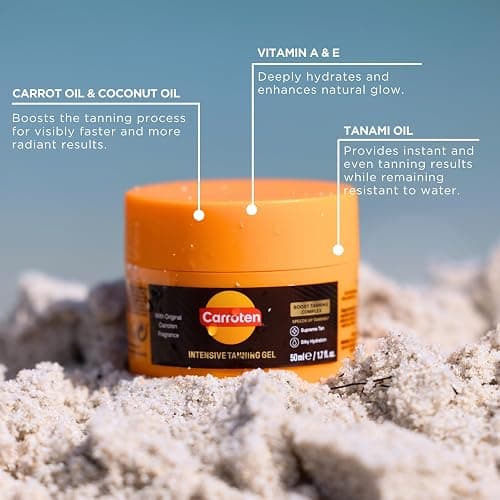Carroten Travel Size Intensive Tanning Gel, 1.7 oz + Spatula | Browning Tan Accelerator, Non-Greasy, Water-Resistant with Carrot & Coconut Oil, Vitamin A & E For Moisture, TSA Approved thumbnail 4