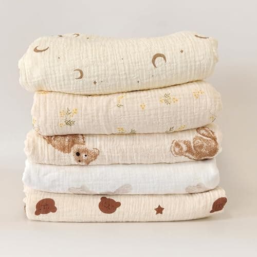 Gunnaicat Baby Soft Muslin Thick Blanket Cotton and Dotted Backing Double Layer Receiving Blanket 40"x40" Bunny thumbnail 8