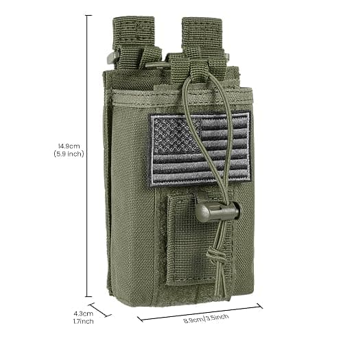 FRTKK Tactical Radio Holder Radio Holster Molle Radio Pouch Universal Radio Case Military Heavy Duty Radio Bag for Police Firefighter Two Ways Walkie Talkies Vest (Army green) thumbnail 3