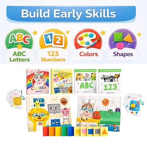 TOYVENTIVE Educational Books, Flash Cards, and Puzzles - Birthday Gifts for 1, 2, 3, and 4 Year Old Boys, Toddler Learning Toys and Activities thumbnail 7