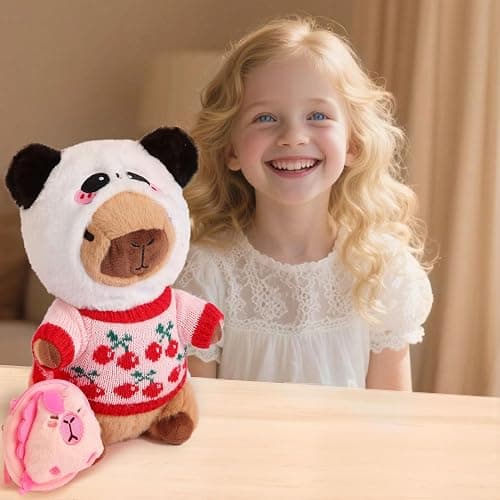 Acgtrick Capybara Plush with 9 Pcs Capybara Costume, Kawaii Dress Up Capybara Stuffed Animal, Dress Up Cute Capybara Plushies for Kids Girls Boys thumbnail 5